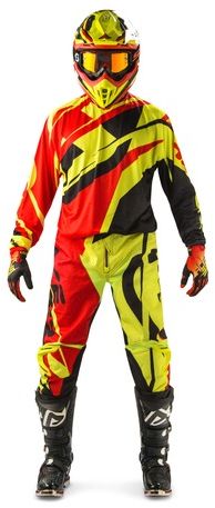 **PROFILE MX PANT RED/FLO YELLOW